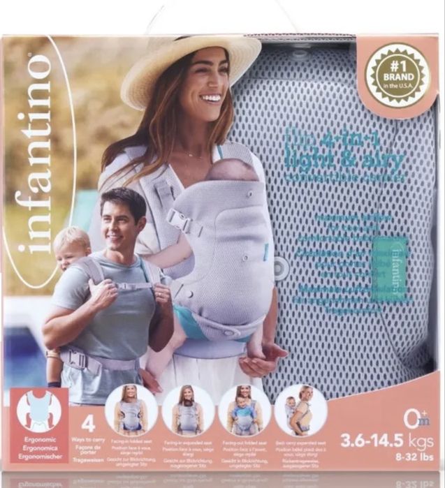 Infantino, nosidełko 4w1, oddychające, szare