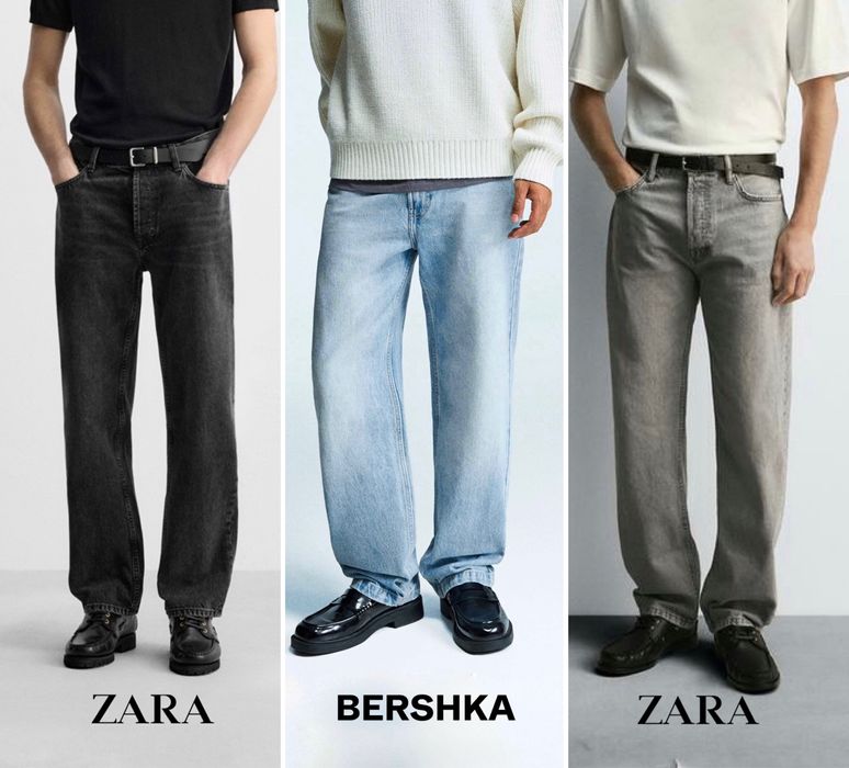 Джинси ZARA, BERSHKA Straight Чоловічі Прямі Оригінал Джинсы Мужские Черные Зара Бершка