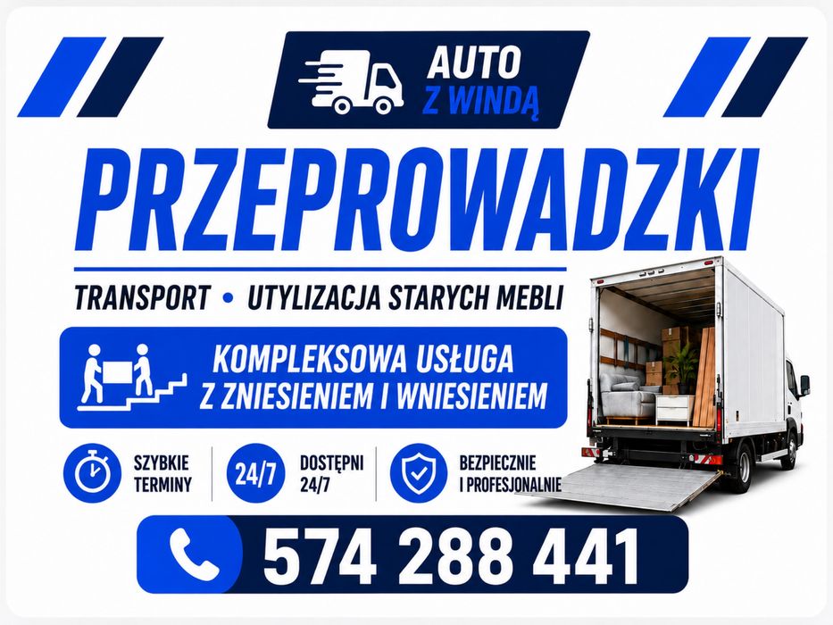 Przeprowadzki Transport Przewóz mebli Utylizacja Wywóz starych mebli Przewóz rzeczy tanie przeprowadzki Sieradz AUTO Z WINDĄ