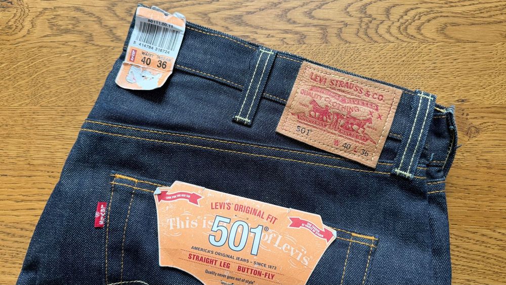 Duuuże spodnie LEVIS 501 granatowe jeansy 40/36 limited edition WWA