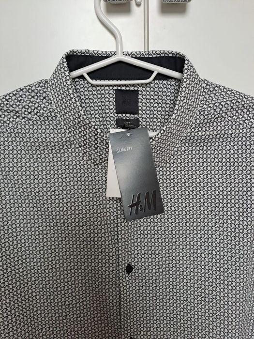 H&M Koszula męska w czarno-białe wzory Slim Fit