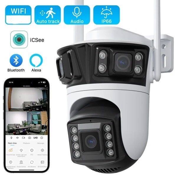 5ZOOM PTZ ICSEE Xmeye 12mp Поворотна камера 3 ОБЄКТИВА  уличная камера