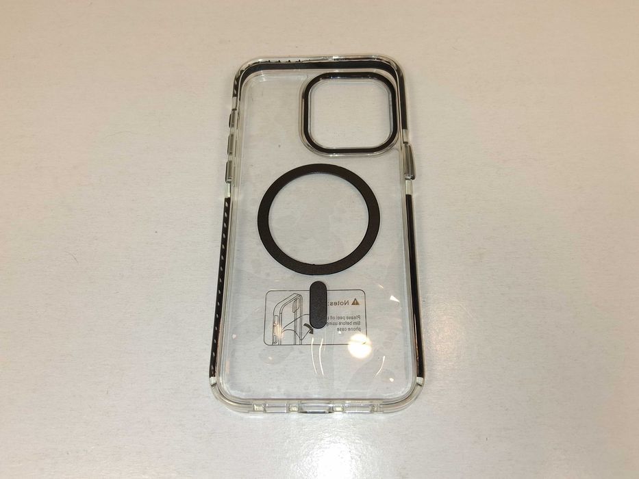 Z017 Etui DOMAVER iPhone 15 Pro Max MagSafe Smycz Łańcuszek 2w1 Czarne