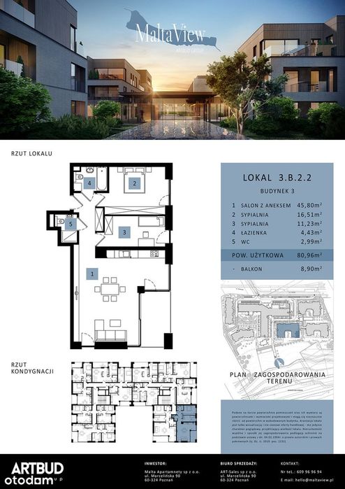 Malta View | 81 m² | Widok na Jezioro Maltańskie | 3 pokoje. Ostatnie