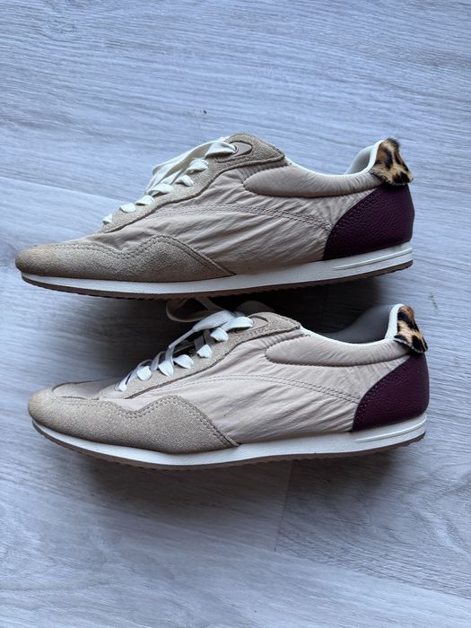 Beżowe buty tenisówki półbuty panterkowe w panterkę zara