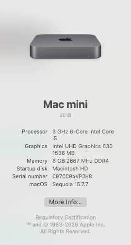 Mac mini (2018) - Intel Core i5 6-core a 3 GHz