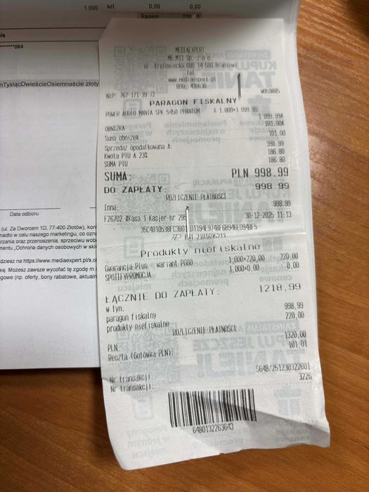 Głośnik Party Audio Manta SPK5450 | 300W | Bluetooth | TWS | GWARANCJA