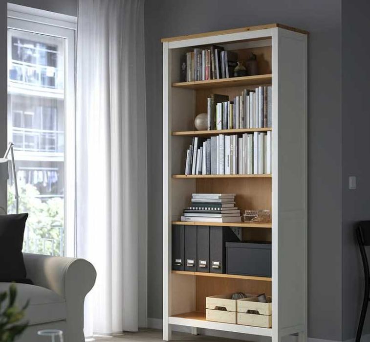 HEMNES Regał, biała bejca/jasnobrązowy, 90x197 cm IKEA