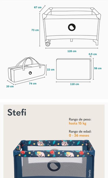 Cama de viagem Lionelo - colchão 120x 60cm
colchão 120X60