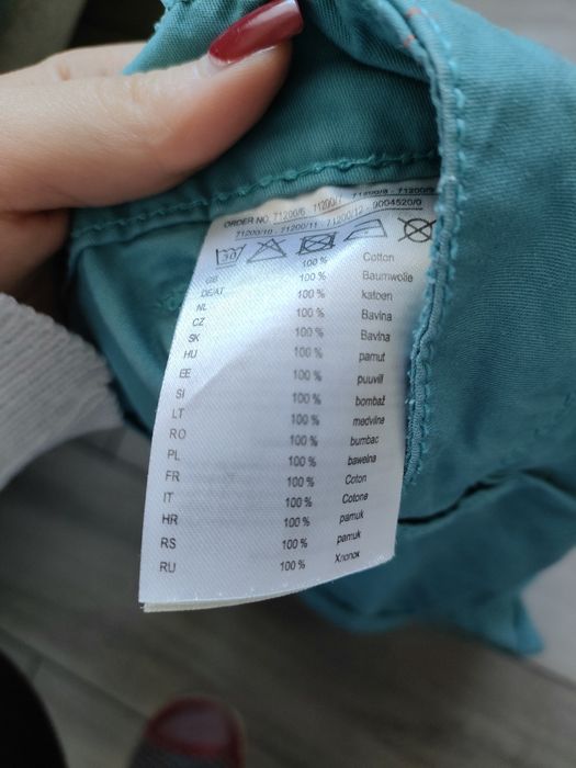 Damskie bawełniane turkusowe spodenki szorty z kieszeniami letnie wiosenne