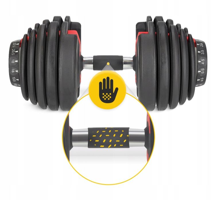 Регульовані тренажерні гантелі 24кг 4FIZJO •Гантелі регульовані
