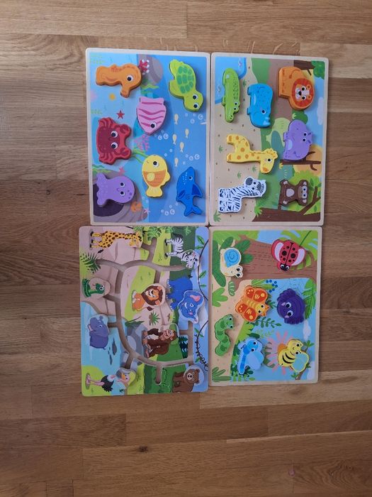 Drewniane układanki zwierzątka