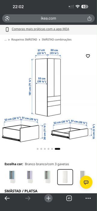 Conjunto IKEA SMÅSTAD – Roupeiro + Trocador / Cómoda