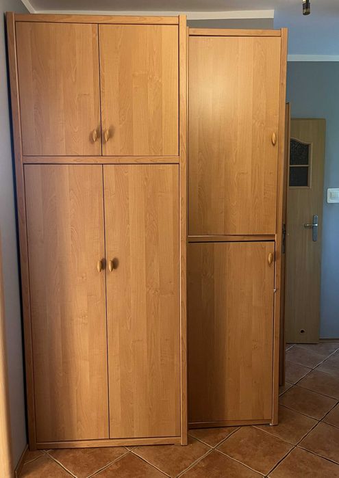 Szafy BRW olcha miodowa –  z drążkiem na wieszaki + z półkami | 234 cm