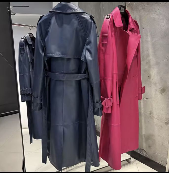 Kontantto plaszcz dlugi amarant skora naturalna xs-3xl