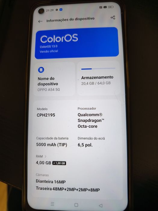 Telemóvel OPPO A54 5G