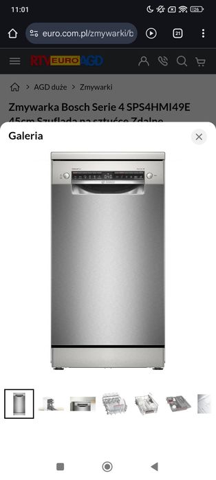 OKAZJA Zmywarka Bosch Serie 4 SPS4HMI49E 45cm na gwarancji