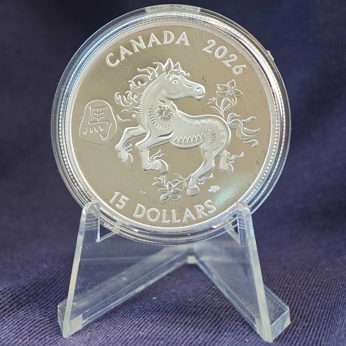 Инвестиционная серебряная монета Канада: Лунар - год Лошади 2026 (1OZ)