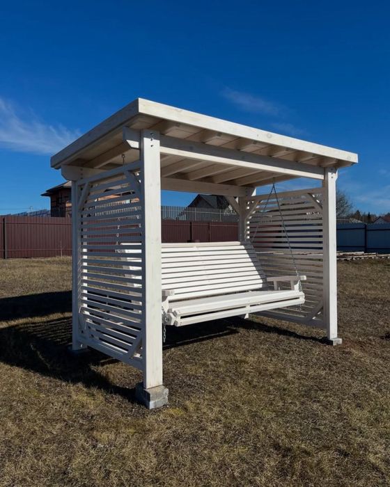 Садова гойдалка,качеля з дерева.Виробник