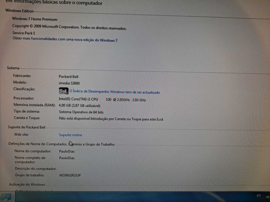PC desktop PackardBell sem Monitor