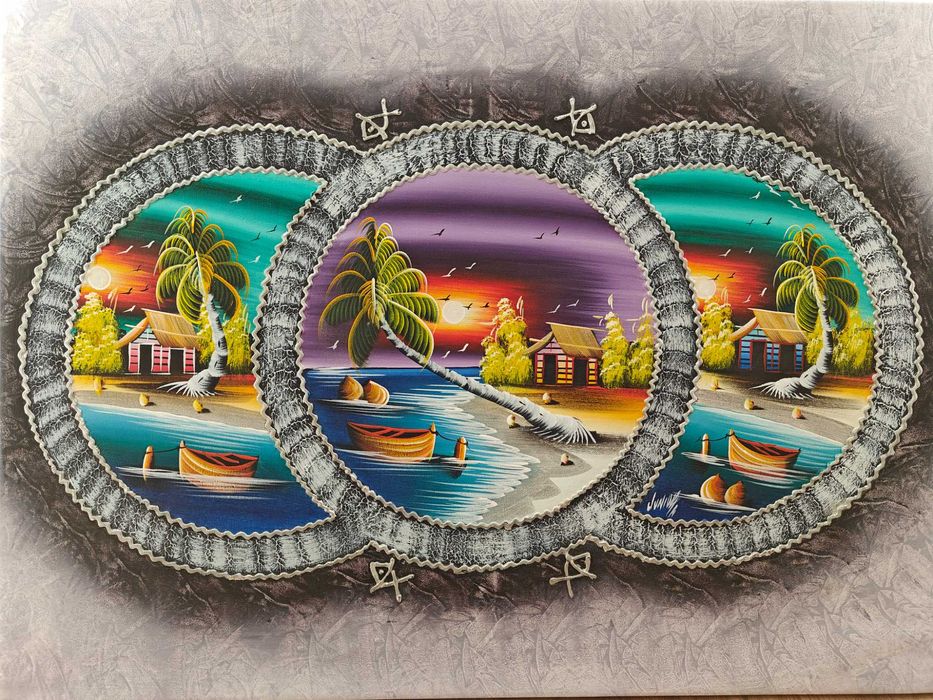 Quadro com pintura sobre tela pintado a óleo