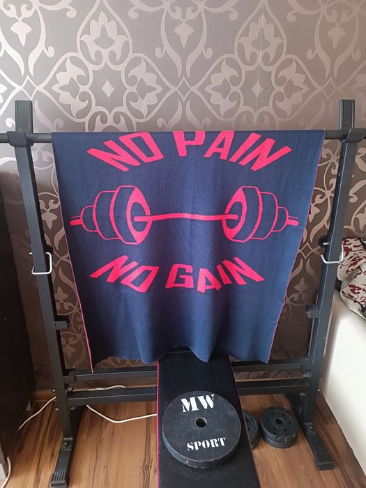 Kocyk na siłownię ,dziany z bawełny organicznej.