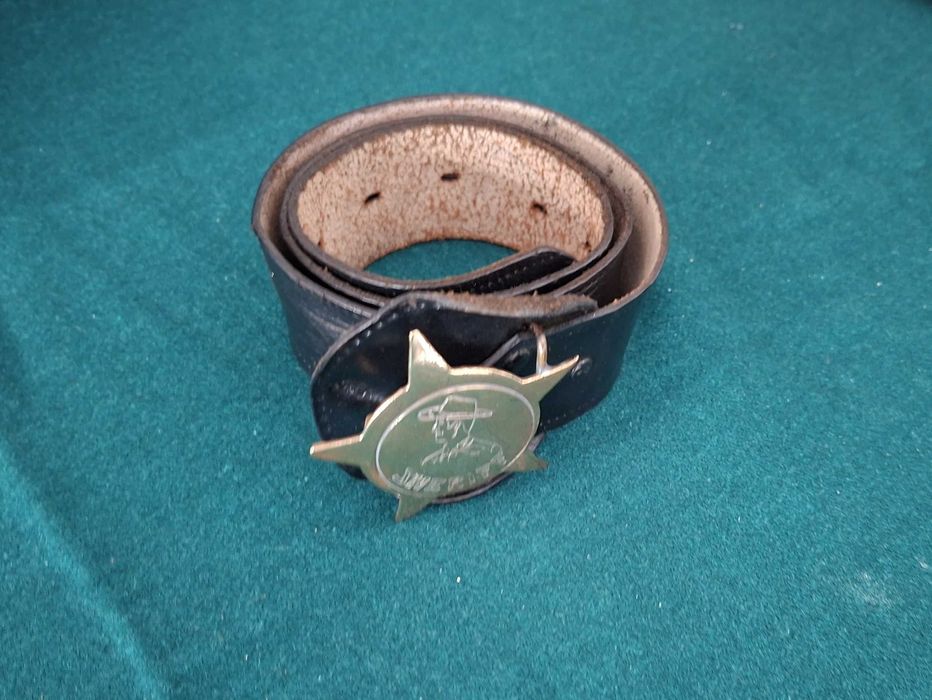 Cinto de Cowboy Sheriff, juvenil, em couro, anos 60 - 87cm