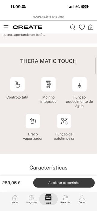 Maquina cafe grão CREATE Thera Matic Touch