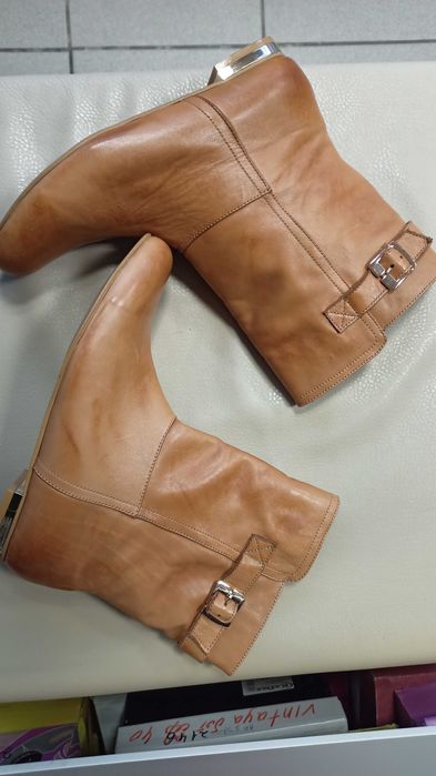 Шкіряні чоботи рижі 40 розмір