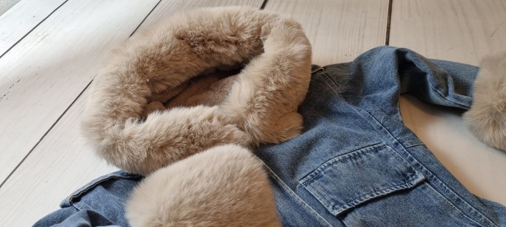 Kurtka jeans dziewczęca katana 2w1 odpinane futerko rozmiary 116-134