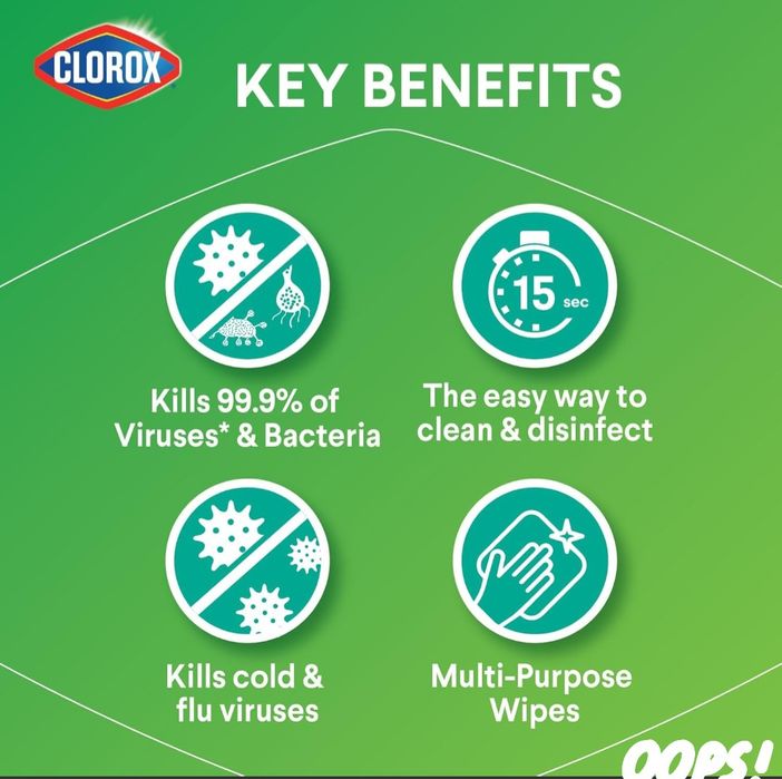 Chusteczki nawilżane CLOROX do czyszczenia dezynfekcji 34szt.