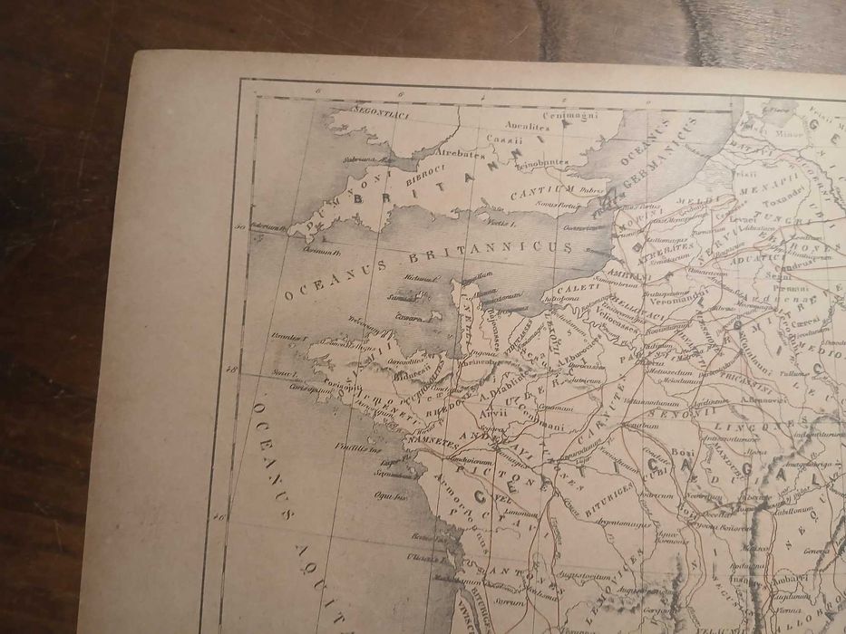 Mapa Gallia Romana e Independente (Final do Séc. XIX, Início Séc XX.)