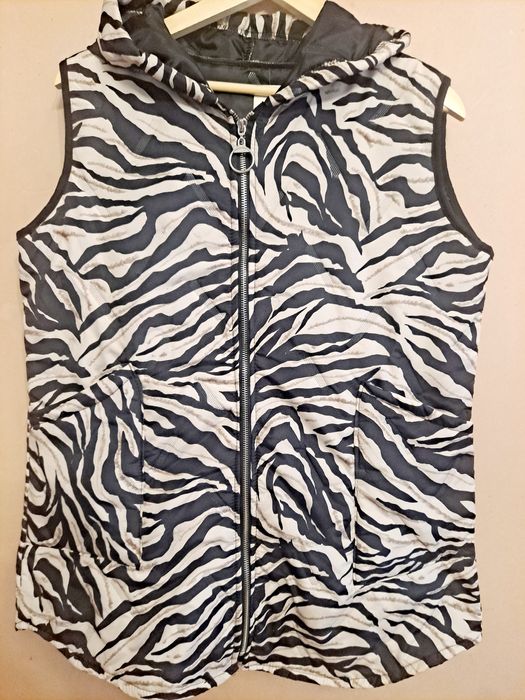 Bezrękawnik, kamizelka z kapturem zebra ,duże kieszenie od M do 2xl