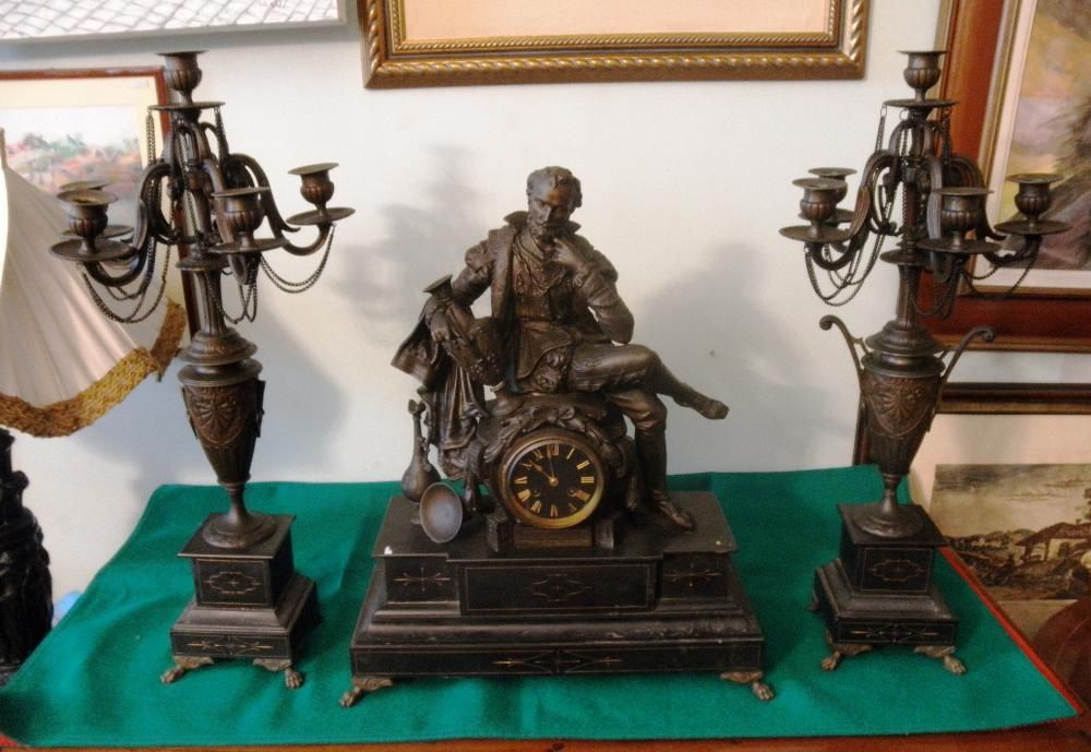 Garniture Francesa Mármore Negro Bronze