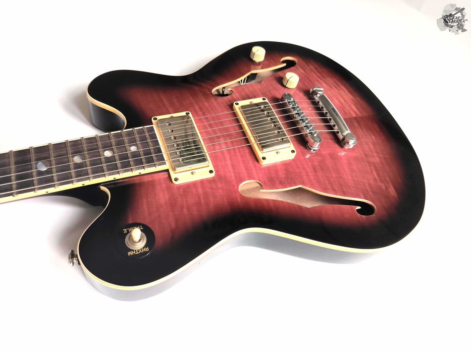 $1350 Avaks Custom Dark Moon Semi-hollow '2024 Trans Wine Burst w/GigBag