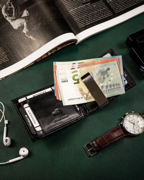 skórzana banknotówka męska z systemem rfid protect - cavaldi