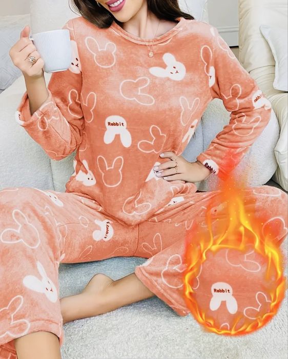 Домашній одяг, теплий піжамний комплект р.M