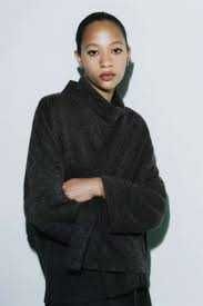 ZARA kimono z wiazaniem na krzyż szare S NOWE