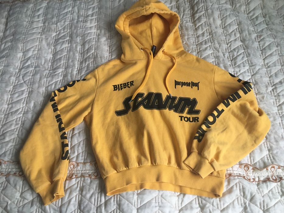 Justin Bieber bluza musztardowe z kapturem S