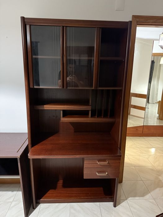 Conjunto moveis quarto | cama solteiro, secretaria e 2 estantes