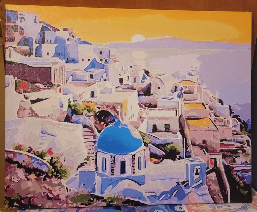 Replika obrazu SANTORINI Grecja malowanie po numerach gotowy obraz KRA