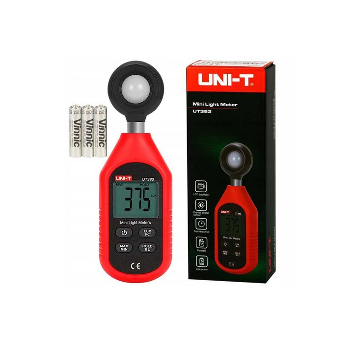 LUKSOMIERZ Światłomierz miernik natężenia światła ZESTAW baterie