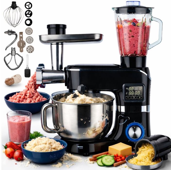 NOWY 6w1 Robot Kuchenny z Podgrzewaną Misą Blenderem 2000W Gwarancja