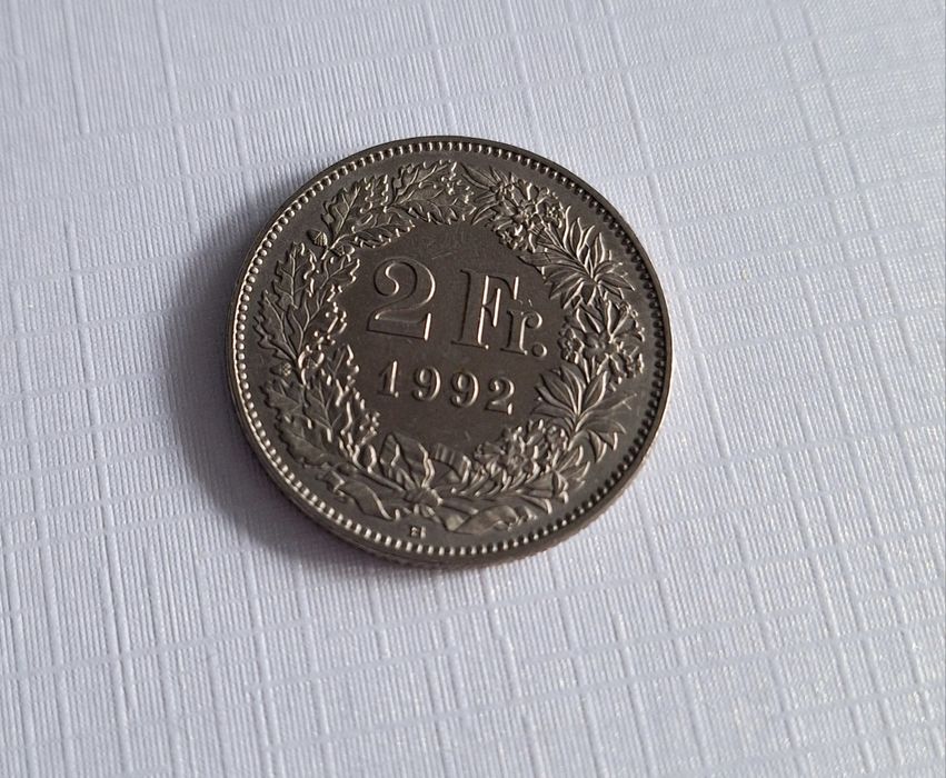 Monety franki szwajcarskie 1992 frank 1955 rappenów 1955