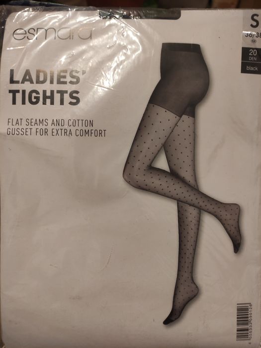Rajstopy wzorzyste, czarne w kropki, 36-38(S) Esmara