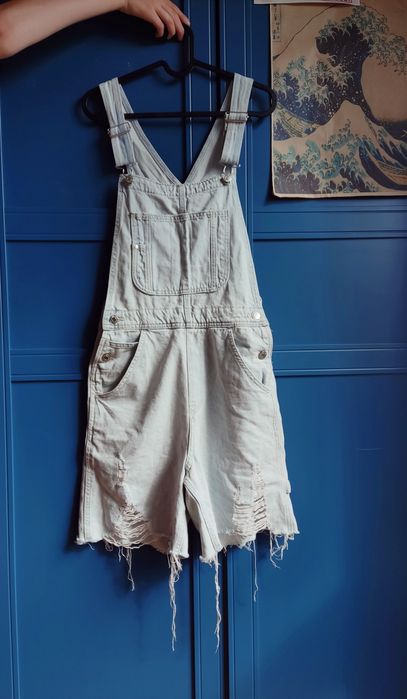 Ogrodniczki krótkie denim jasnoniebieskie