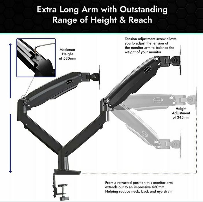 !! Uchwyt Stojak Do 2 Monitorów 22-35" Super Jakość !!
