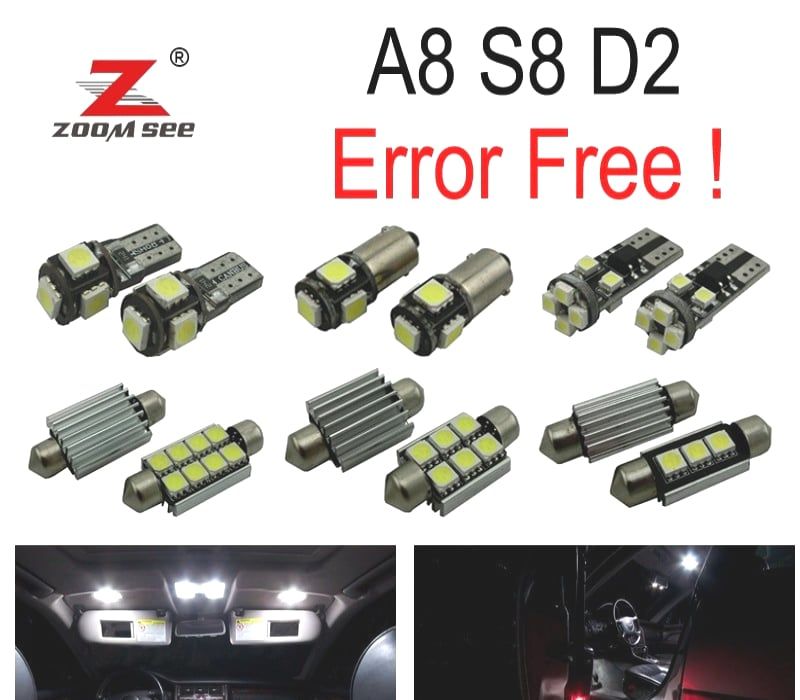 KIT COMPLETO DE 29 LÂMPADAS LED INTERIOR PARA 1997-2002 AUDI A8 S8 D2
