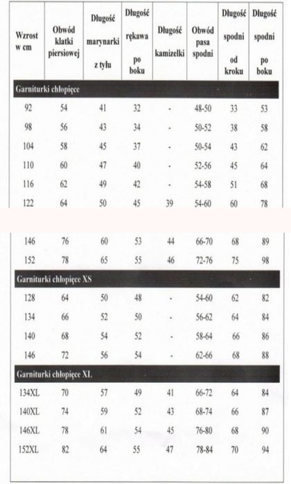 Garnitur chłopięcy 146 XL