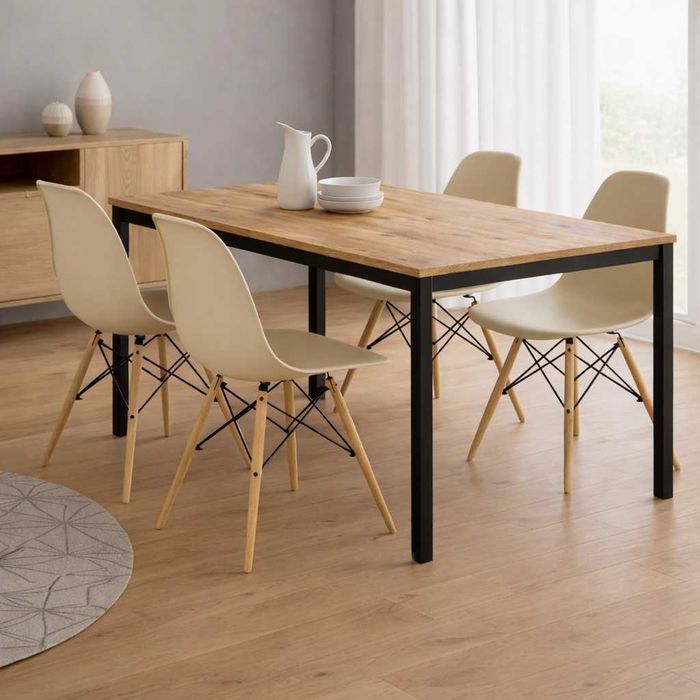 NOWY Stół z Krzesłami do Salonu Kuchni Jadalni Artisan Drewniany Loft